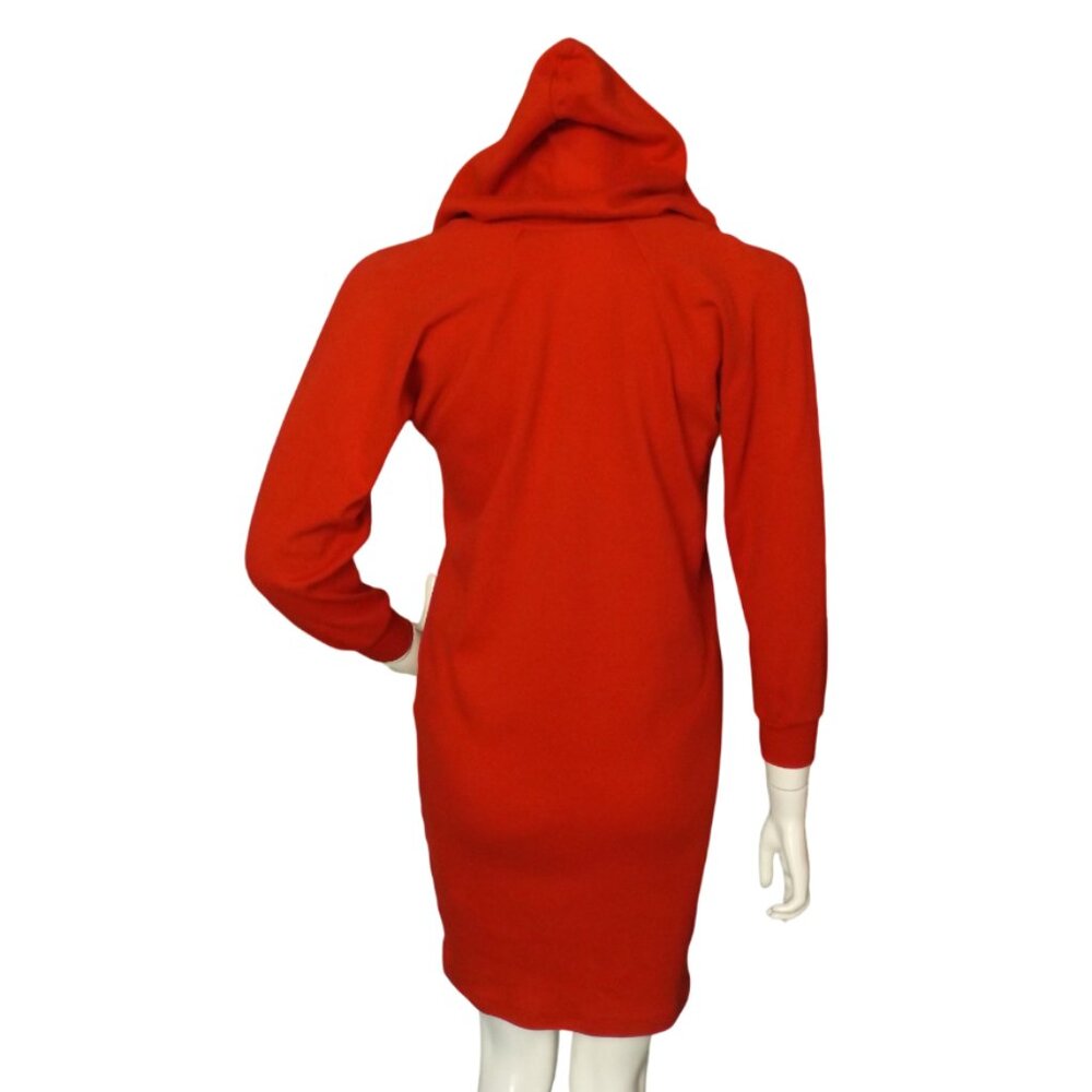 vintage NORMA KAMALI Hoodie Dress, SP Petite, Red, Longer sleeves, Short - Picture 5 of 12